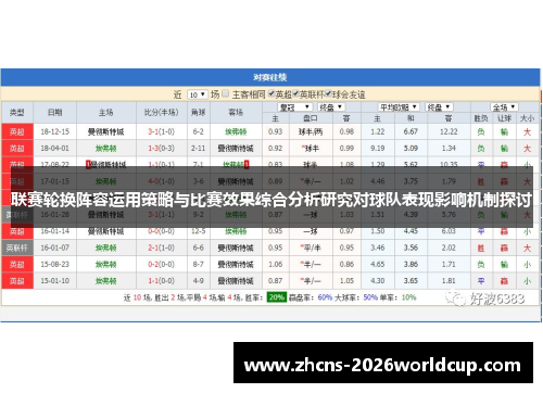 联赛轮换阵容运用策略与比赛效果综合分析研究对球队表现影响机制探讨